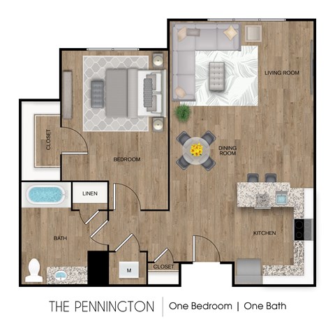 1 Bedroom Floor Plan at MLK Apartments, Hartford, 06106